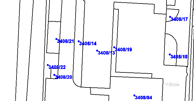 Parcela st. 3408/13 v KÚ Louny, Katastrální mapa