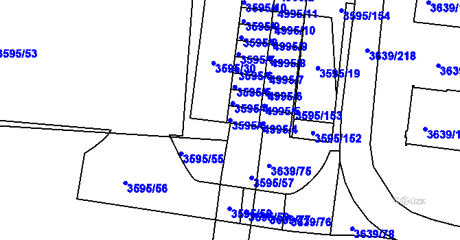 Parcela st. 3595/3 v KÚ Louny, Katastrální mapa
