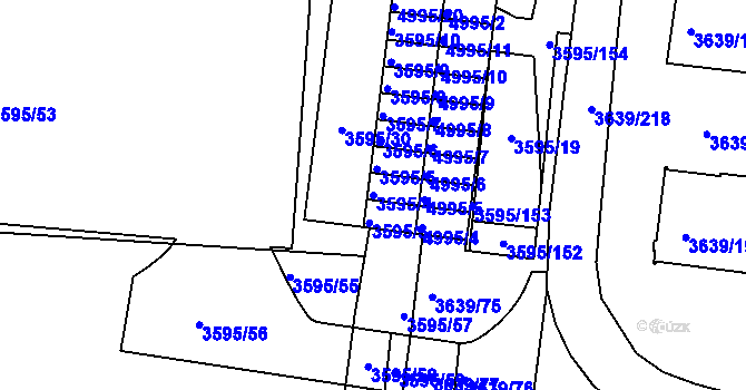 Parcela st. 3595/4 v KÚ Louny, Katastrální mapa