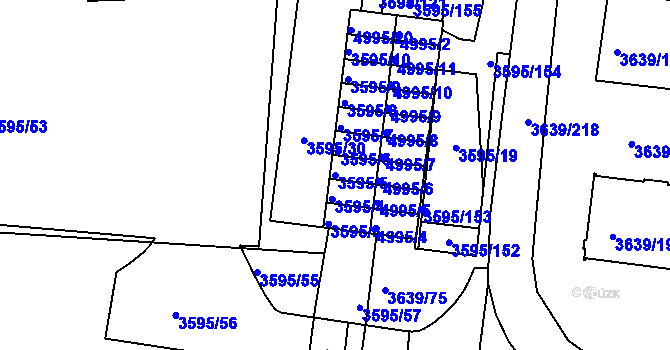 Parcela st. 3595/5 v KÚ Louny, Katastrální mapa