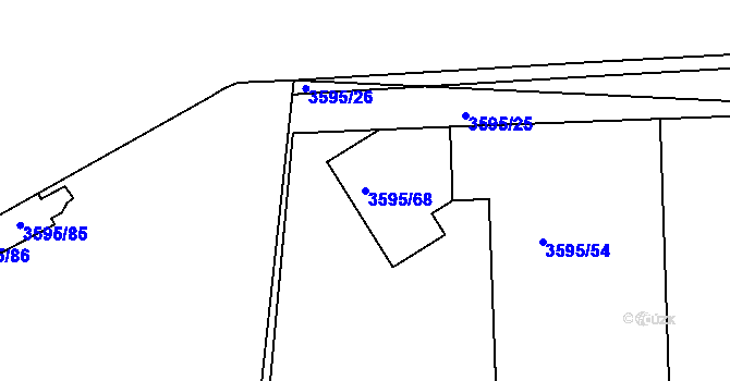 Parcela st. 3595/68 v KÚ Louny, Katastrální mapa
