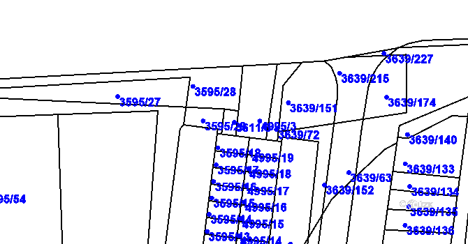 Parcela st. 3611/3 v KÚ Louny, Katastrální mapa
