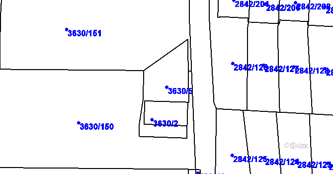 Parcela st. 3630/5 v KÚ Louny, Katastrální mapa