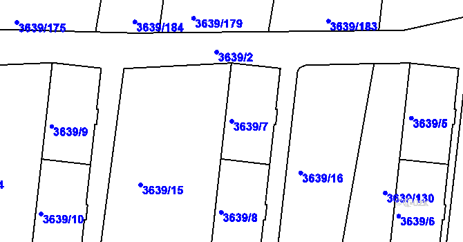 Parcela st. 3639/7 v KÚ Louny, Katastrální mapa