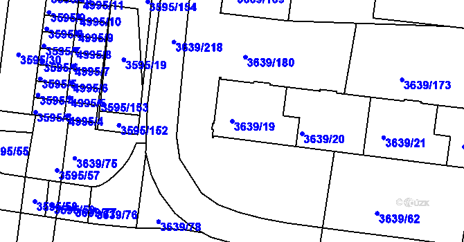 Parcela st. 3639/19 v KÚ Louny, Katastrální mapa