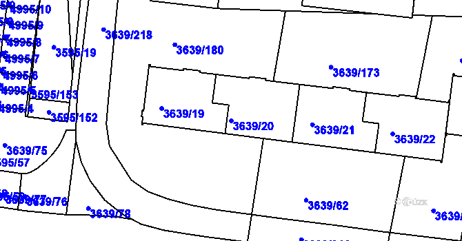 Parcela st. 3639/20 v KÚ Louny, Katastrální mapa