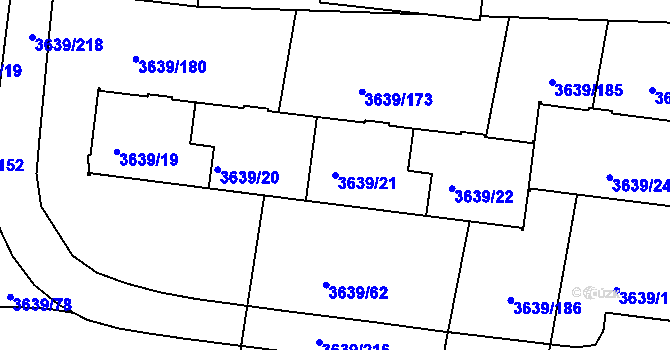 Parcela st. 3639/21 v KÚ Louny, Katastrální mapa