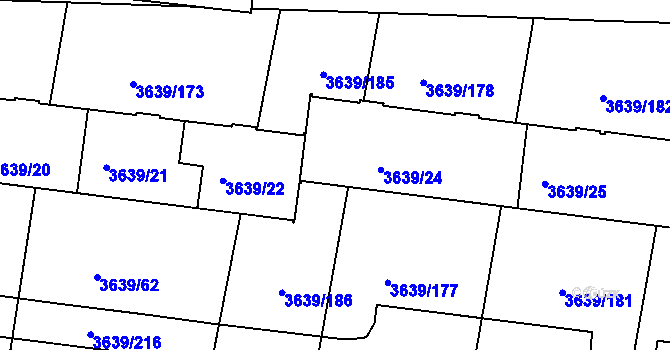 Parcela st. 3639/23 v KÚ Louny, Katastrální mapa