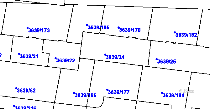 Parcela st. 3639/24 v KÚ Louny, Katastrální mapa