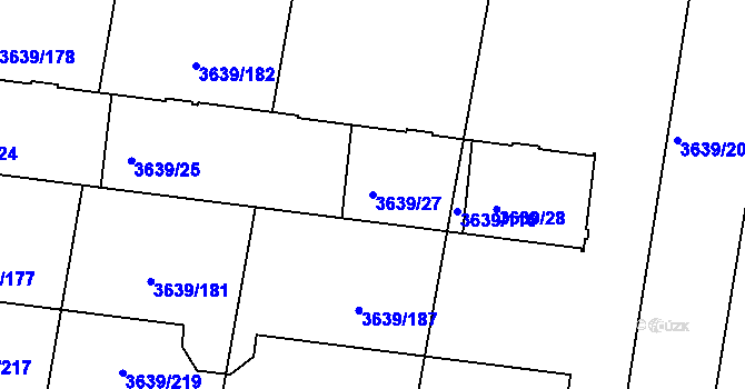 Parcela st. 3639/27 v KÚ Louny, Katastrální mapa
