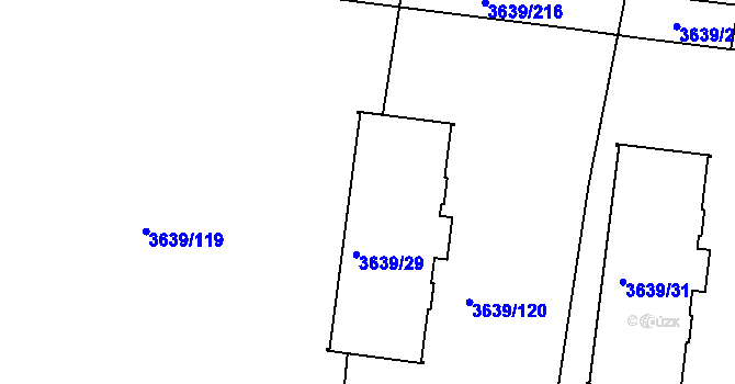 Parcela st. 3639/29 v KÚ Louny, Katastrální mapa