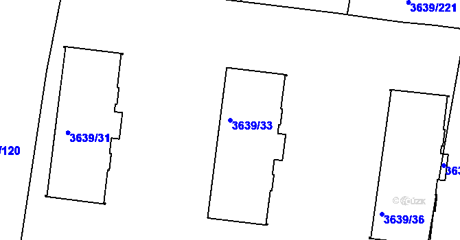 Parcela st. 3639/33 v KÚ Louny, Katastrální mapa