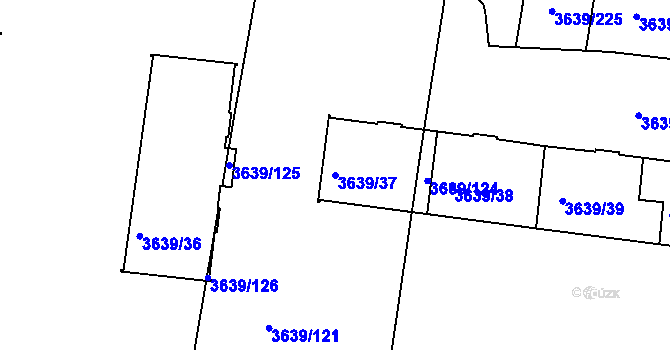 Parcela st. 3639/37 v KÚ Louny, Katastrální mapa