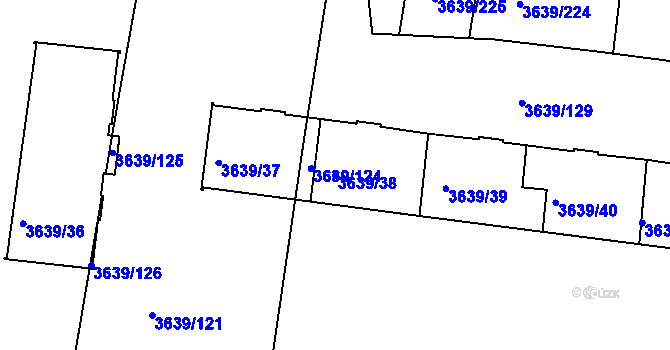 Parcela st. 3639/38 v KÚ Louny, Katastrální mapa