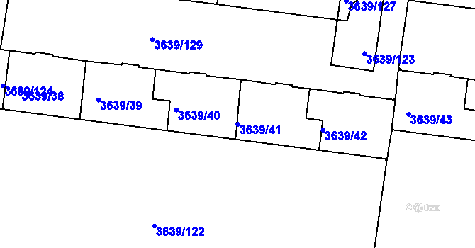 Parcela st. 3639/41 v KÚ Louny, Katastrální mapa