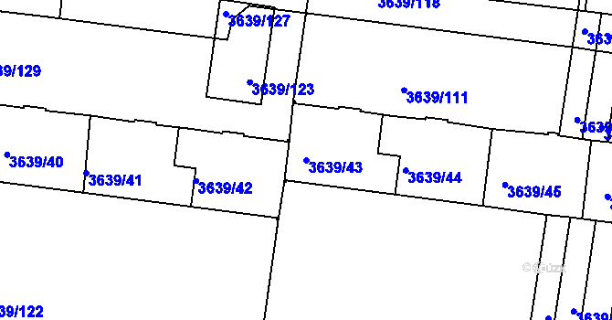 Parcela st. 3639/43 v KÚ Louny, Katastrální mapa