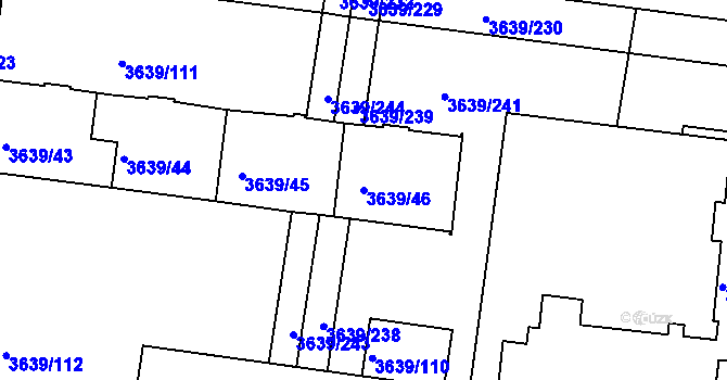 Parcela st. 3639/46 v KÚ Louny, Katastrální mapa