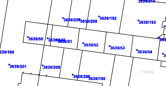 Parcela st. 3639/52 v KÚ Louny, Katastrální mapa