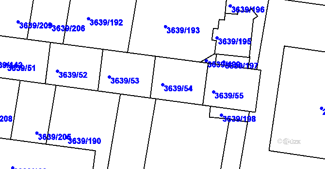 Parcela st. 3639/54 v KÚ Louny, Katastrální mapa