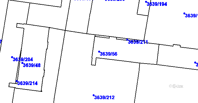 Parcela st. 3639/56 v KÚ Louny, Katastrální mapa