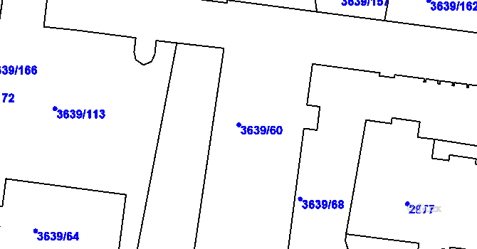 Parcela st. 3639/60 v KÚ Louny, Katastrální mapa