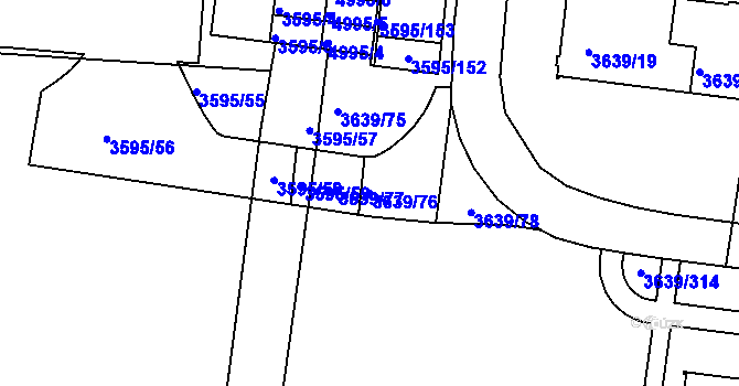 Parcela st. 3639/76 v KÚ Louny, Katastrální mapa