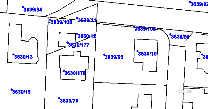 Parcela st. 3639/95 v KÚ Louny, Katastrální mapa