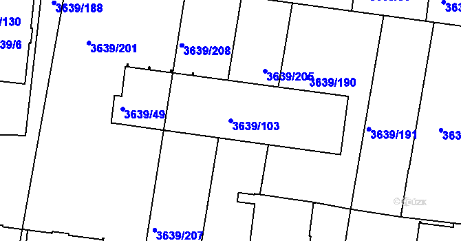 Parcela st. 3639/103 v KÚ Louny, Katastrální mapa