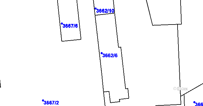 Parcela st. 3662/6 v KÚ Louny, Katastrální mapa
