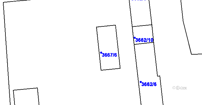 Parcela st. 3667/6 v KÚ Louny, Katastrální mapa