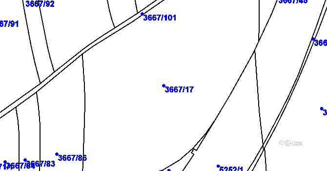 Parcela st. 3667/17 v KÚ Louny, Katastrální mapa