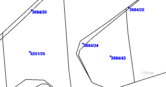 Parcela st. 3684/24 v KÚ Louny, Katastrální mapa