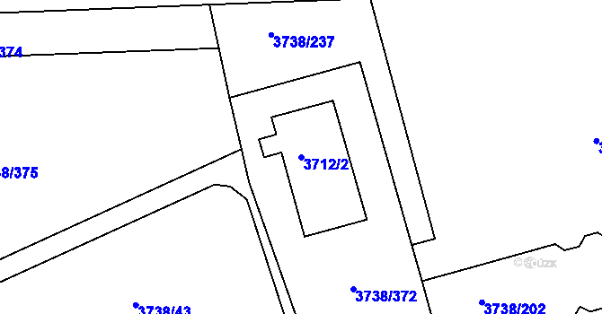 Parcela st. 3712/2 v KÚ Louny, Katastrální mapa