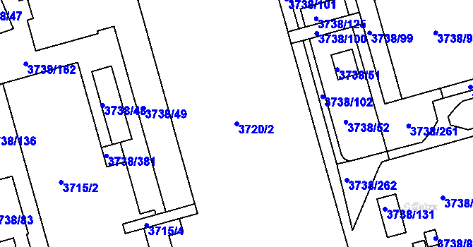 Parcela st. 3720/2 v KÚ Louny, Katastrální mapa