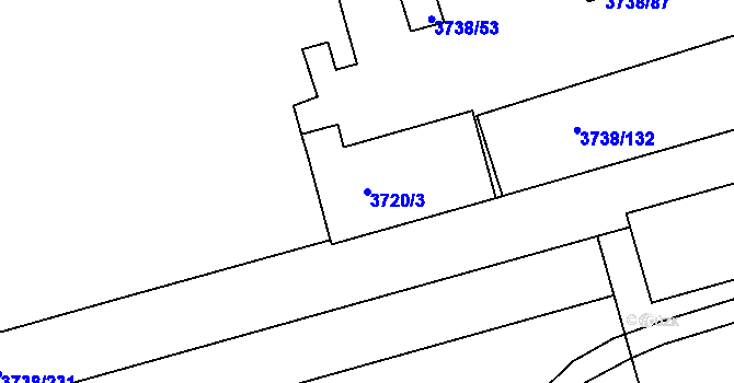 Parcela st. 3720/3 v KÚ Louny, Katastrální mapa