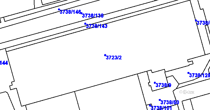 Parcela st. 3723/2 v KÚ Louny, Katastrální mapa