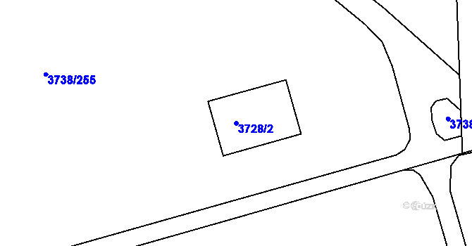 Parcela st. 3728/2 v KÚ Louny, Katastrální mapa