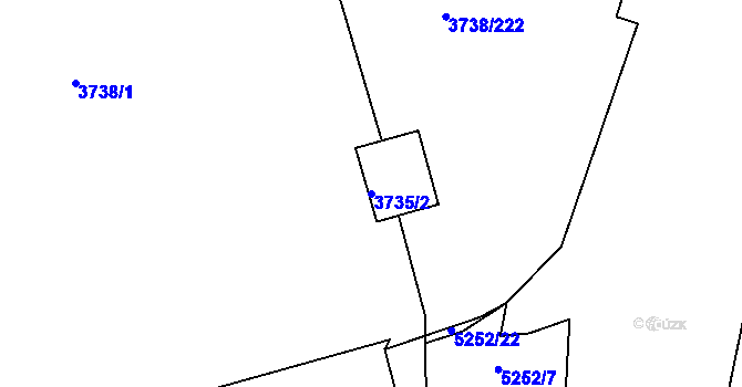 Parcela st. 3735/2 v KÚ Louny, Katastrální mapa