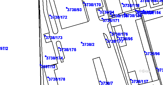 Parcela st. 3738/2 v KÚ Louny, Katastrální mapa