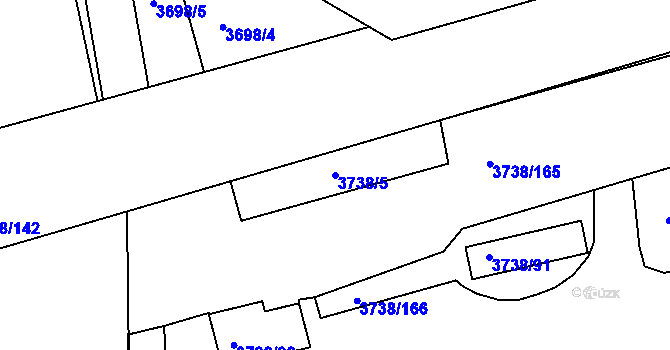 Parcela st. 3738/5 v KÚ Louny, Katastrální mapa