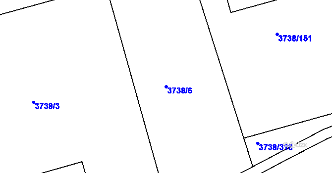 Parcela st. 3738/6 v KÚ Louny, Katastrální mapa