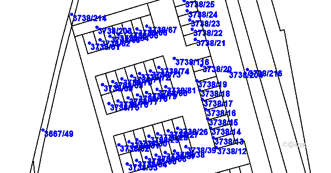 Parcela st. 3738/81 v KÚ Louny, Katastrální mapa