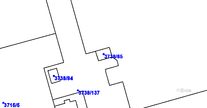 Parcela st. 3738/85 v KÚ Louny, Katastrální mapa