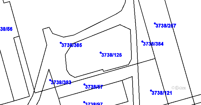 Parcela st. 3738/126 v KÚ Louny, Katastrální mapa