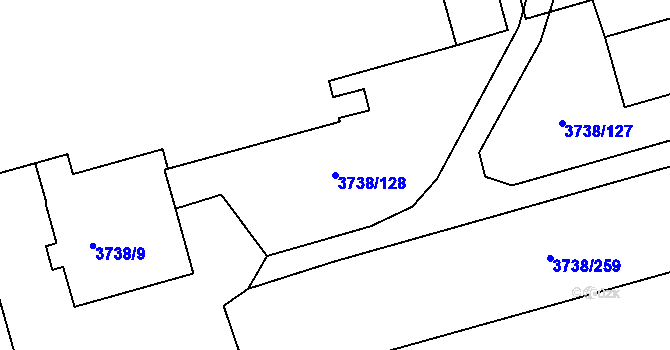 Parcela st. 3738/128 v KÚ Louny, Katastrální mapa