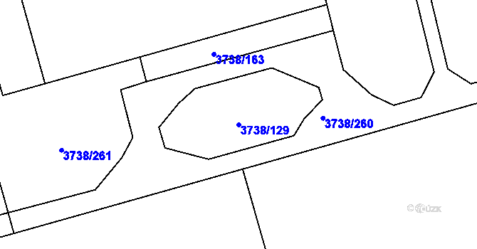 Parcela st. 3738/129 v KÚ Louny, Katastrální mapa