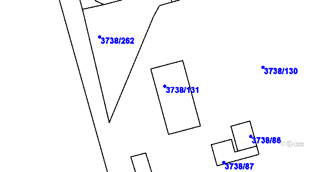 Parcela st. 3738/131 v KÚ Louny, Katastrální mapa