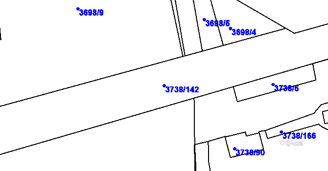 Parcela st. 3738/142 v KÚ Louny, Katastrální mapa