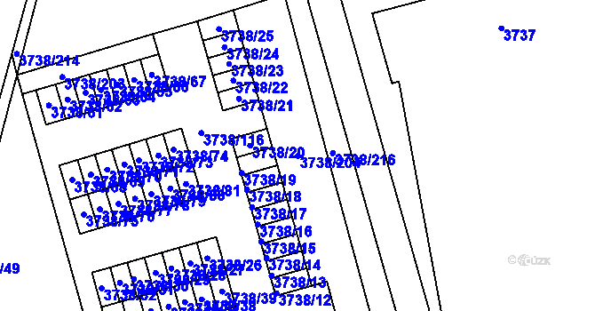 Parcela st. 3738/204 v KÚ Louny, Katastrální mapa