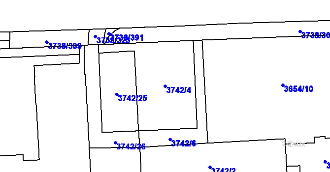Parcela st. 3742/4 v KÚ Louny, Katastrální mapa